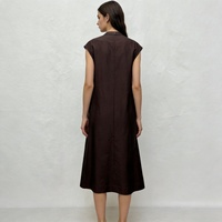 Robe midi décontractée d'été pour femme, grise, à taille élastiquée, manches courtes, à volants, coupe ample