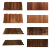 Panneau mural en PVC à grain de bois stratifié, carrelage de plafond en PVC pour faux plafond