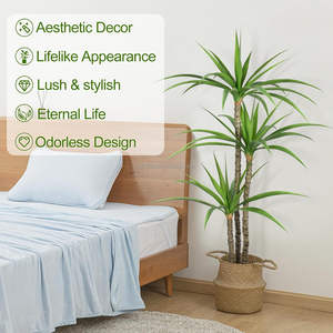 6 pies 180CM alto 3 <span class=keywords><strong>tronco</strong></span> 55 hojas hecho a mano falso gladiolo planta de <span class=keywords><strong>Agave</strong></span> Artificial para suelo interior granja Oficina regalo Decoración - Product Image 6