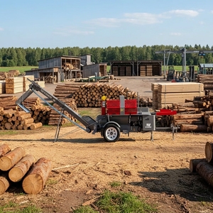 Procesador de <span class=keywords><strong>Leña</strong></span> de Alta Eficiencia V4125, Máquina Automática Hidráulica para Partir Troncos de 25 Toneladas con Alimentación por Cinta Transportadora de 400 mm de Capacidad - Product Image 1