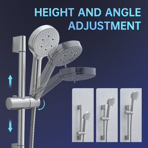 Grifo Monomando de latón y níquel cepillado con barra deslizante, rociador de ducha de lluvia de 5 funciones, juego mezclador de ducha de baño - Product Image 4