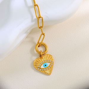 Colgante de Corazón de Acero Inoxidable TRYME, Etiqueta Blanca, Sin Cadmio, Metal Chapado en Oro de 18K - Product Image 4