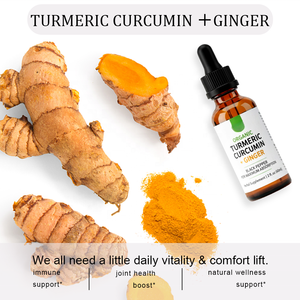 Gouttes liquides orales de curcuma biologique + gingembre avec poivre noir - Complément alimentaire à base de plantes |   2 fl oz (60 ml) |   OEM/ODM - Product Image 3