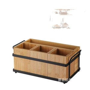 Caja de cubiertos de madera con múltiples compartimentos, soporte para cuchillos, organizador de utensilios de cocina para mesa de comedor y cocina - Product Image 4