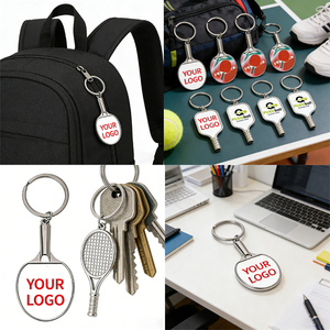 Nouveau porte-clés de tennis de table à la mode, alliage de zinc, sublimation, logo personnalisé, porte-clés en métal de ping-pong, porte-clés de raquette, cadeaux sportifs - Product Image 4