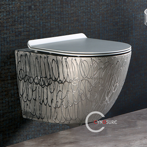 Sliver mạ màu Thiết bị vệ sinh treo tường nhà vệ sinh WC phòng tắm sang trọng treo tường nhà vệ sinh gốm - Product Image 6