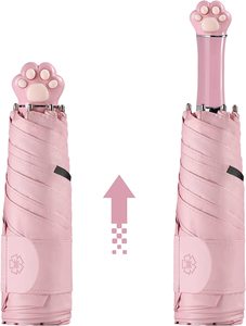 Ô Mini Nhỏ Có Tay Cầm Chân Mèo, Ô Mini Du Lịch Ô Gấp Gọn, Chống Nước Và Chống Gió - Product Image 2