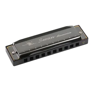 Swan SW1020-7 10 Holes 20 Tones Blues Diatonic Harmonica Key of C Mouth Organ with ABS Case Standard Performance Harmonica