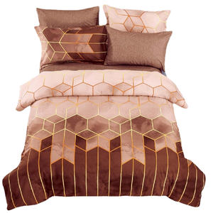 Juego de ropa de cama Home Hotel Light Estilo de lujo Líneas doradas Elementos geométricos Juego de funda nórdica Rolene - Product Image 6