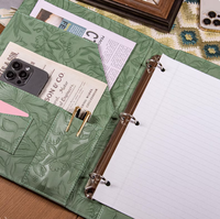 Carpeta de Presentación de Cuero Repujado en Oferta, Tamaño A4, Logotipo Personalizado, Carpeta Expandible para Documentos