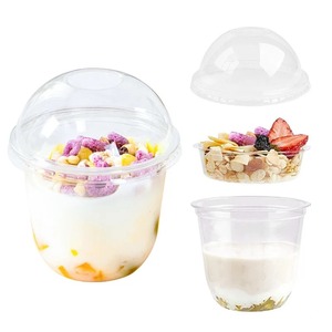 Clear <b>Plastic</b> Parfait <b>Cups</b> with Insert 3.25oz & Dome Lids No Hole (20 Sets) Yogurt Fruit Parfait <b>Cups</b> Take Away Breakfast - Product Image 2