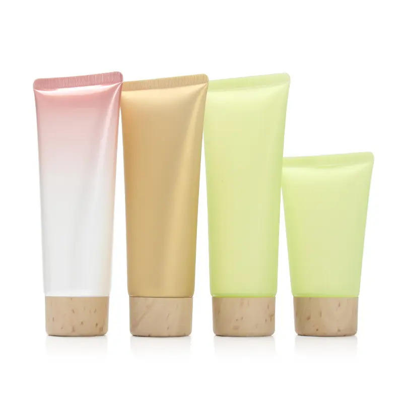 100ml Plastic Empty Latex Cream Tube Cosmetics Packaging Tubes With Wood Grain Cover