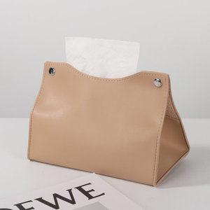 Boîte à mouchoirs simple en cuir noir, étanche, multifonctionnelle, pour rangement de voiture - Product Image 4