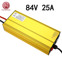 Chargeur intelligent de batterie lithium-ion FUNELEC FN-2000W 84V 25A pour véhicules électriques industriels (ternaires et LiFePO4) avec arrêt automatique et entrée CA