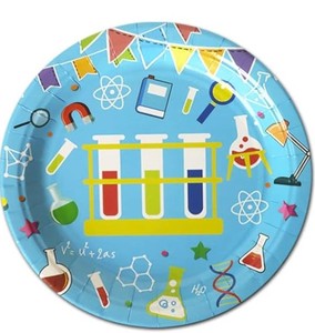 7 Inch <b>Disposable</b> Paper <b>Plates</b> Pack of 80 for Science Lab and Birthday Party Decorations Science Themed - Product Image 3