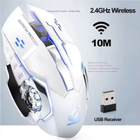 Souris de jeu sans fil Keywin Wholesale LED à réponse rapide 2,4 GHz, rechargeable, 1600 dpi, 7 boutons, avec rétroéclairage LED respirant pour joueurs