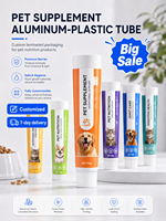 Tubo de aluminio y plástico laminado para suplementos de mascotas, con tapa abatible impresa a medida, embalaje de alta barrera, directo de fábrica.