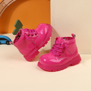 Bottines pour enfants - Bottines en cuir à semelle souple de couleur magenta pour bébés et tout-petits, pour les petites filles - Product Image 4