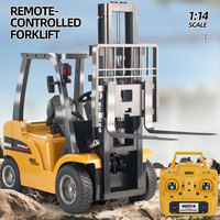 HUINA 1577 1578 Camión de Construcción a Escala 1/14 de 14 Canales, de Metal Fundido a Presión, con Plataforma Plana, Vehículo de Control Remoto, Modelo de Juguete de Montacargas de Aleación Metálica