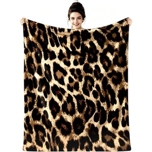 Tan <b>Black</b> Leopard Spot Flannel Blanket <b>Throw</b> Blanket Nap Blanket Skin Friendly Reversible <b>for</b> Travel Camping Custom Print - Product Image 1