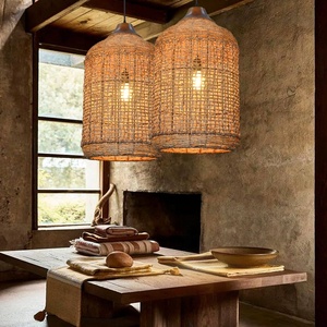 Abat-jour en rotin de bambou naturel, lustre d'intérieur, couvre-lampes suspendus, cadres d'éclairage <span class=keywords><strong>pour</strong></span> salon - Product Image 1