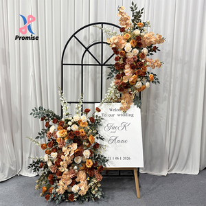 Promise Warm Earth Tone Cascade Artificial Corner Flower Modern Fall <b>Wedding</b> Christmas New Year Arch <b>Prop</b> Silk Handmade Durable - Product Image 1