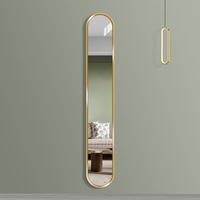 Miroir sur pied ovale pleine longueur ultra-étroit en verre doré/argenté, style nordique moderne de luxe, personnalisable, tendance 2025