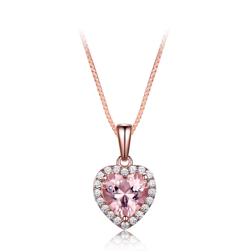 Модное изящное ювелирное 925 стерлингового серебра розовое золото позолоченное розовое сердце ожерелье для женщин