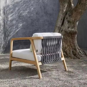 Ensemble de canapés modulaires en teck au design moderne et épuré, style détente, pour salon, villa, jardin, piscine, extérieur - Product Image 6