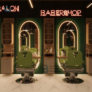 แผงกระจกเฟอร์นิเจอร์สำหรับร้านตัดผมร้านทำผมพร้อมไฟ LED สำหรับตกแต่งร้านเสริมสวย - Product Image 2