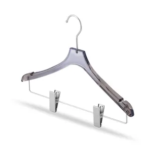 360 degree Swivel Hook Coats Transparent Acrylic Clear Hangers With Pant Clip