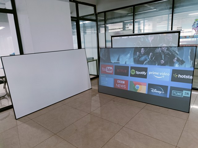 HTP 100 Inch Matte White 16:9 Fixed Projection Screen for Home Theater Office Hotel Outdoors Advertisement Projector