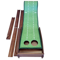 Forever FST-30WB 2-Loch Golf-Putting-Trainingsmatte mit Holzbasis, Kunstrasen-Trainingshilfe, 3m, für drinnen