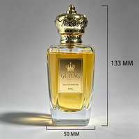 Bouteilles de parfum rectangulaires fantaisie les plus vendues, col serti, 100 ml, bouteilles de parfum de luxe, bouteille de parfum en verre jaune