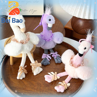 En stock, vente en gros usine : Porte-clés peluche flamant rose Kawaii de 4 pouces, styles variés, pour breloque de sac