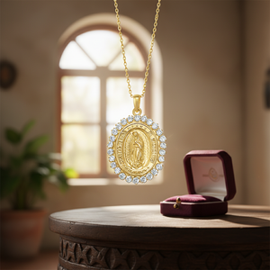 Medaglia d'Oro della Vergine di Guadalupe, Ciondolo e Charm in Oro Giallo 9k/14k/18k, Prodotto in Spagna - Product Image 3