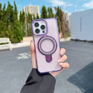 Gscase Sang Trọng Acrylic Trường Hợp Điện Thoại Kim Loại Máy Ảnh Từ Chân Đế Rõ Ràng Bling Long Lanh Trường Hợp Điện Thoại Di Động Bìa Cho Iphone 15 Pro - Product Image 6