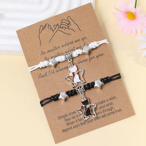 Rinhoo, 2 uds., pulseras para parejas, buena <span class=keywords><strong>suerte</strong></span>, trébol <span class=keywords><strong>de</strong></span> cuatro <span class=keywords><strong>hojas</strong></span> <span class=keywords><strong>de</strong></span> estrellas, pulseras con dijes <span class=keywords><strong>de</strong></span> trébol <span class=keywords><strong>de</strong></span> la fortuna, pulseras para hombres y mujeres, joyería <span class=keywords><strong>de</strong></span> la amistad - Product Image 4