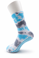 Chaussettes de Pilates respirantes à logo personnalisé, effet tie-dye, haute tige, antidérapantes pour femmes