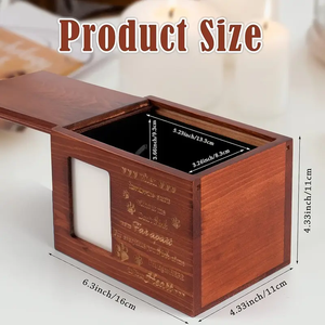 Black Flannel Lining Wooden <strong>Pet</strong> Cremation Urn Photo Frame Cat Dog Memory Box Sympathy <strong>Remembrance</strong> <strong>Gift</strong> <strong>for</strong> Loss Ashes Memorial - Product Image 4