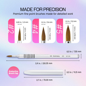 3D Kolinsky Acrylic Nail Art Sculpture Brush with Metal Non-Slip Grip Handle for Manicures 3D Nail Art Flower Designs - Product Image 3