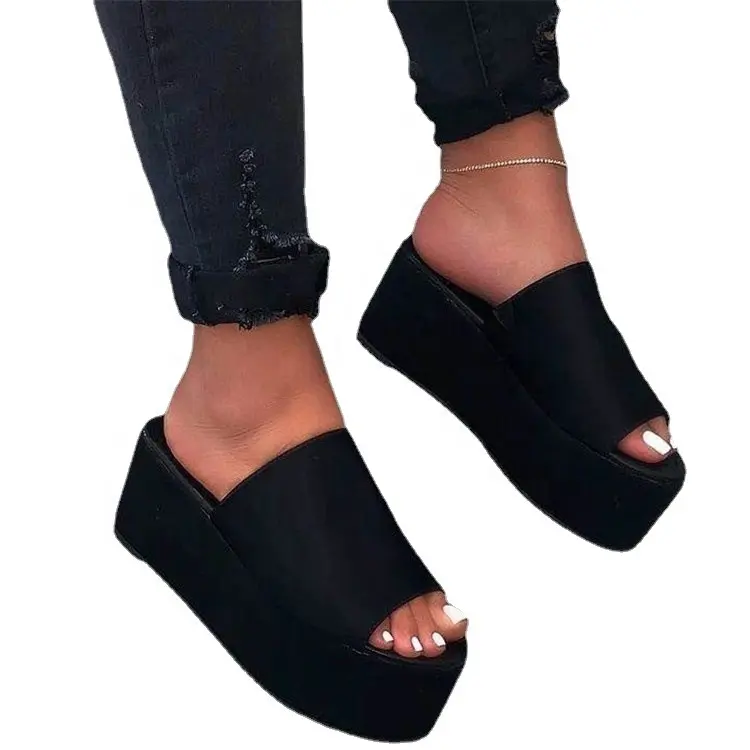 Women Sandals Female Large Size Women's Shoes Banquet Slippers 2022 New Beach Fish Mouth Open Toe Platform Sandals Slippers PVC
