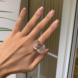 Bague en forme de cœur de pêche de couleur bonbon de charme coréen pour femmes, mode vintage Harajuku, bague en résine mignonne, charme esthétique des années <span class=keywords><strong>90</strong></span>, cadeau de bijoux - Product Image 3