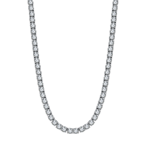 Collier tennis en diamant taille brillant ronde, plaqué or blanc, serti à griffes, chaîne classique, bijoux pour occasions formelles - Product Image 2