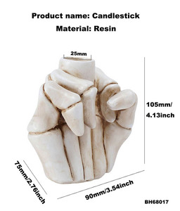 ใหม่เรซินแบบกำหนดเองเสน่ห์ของกะโหลกศีรษะบารอนของขวัญฮาโลวีนเชิงเทียนนิ้วกลางเชิงเทียนที่ใส่โครงกระดูกเรซินเชิงเทียน - Product Image 3