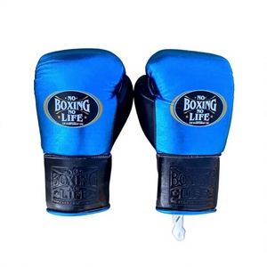 Ensemble de sparring personnalisé No Boxing No Life noir et bleu, comprenant des gants de boxe, un casque de protection et une protection inguinale respirante à lacets - Product Image 2