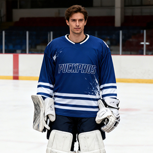 <span class=keywords><strong>Jersey</strong></span> de Hockey sobre Hielo <span class=keywords><strong>Azul</strong></span> para Hombre, Venta Caliente, 100% Poliéster, Tejido de <span class=keywords><strong>Punto</strong></span>, Ropa de Práctica, Servicio OEM, Transpirable, Secado Rápido, Hecho a Medida - Product Image 1