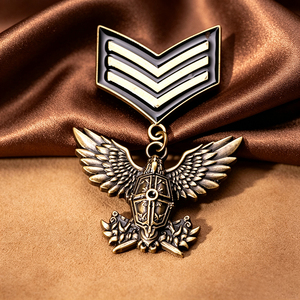 Star Burst Zinc Alloy Vintage Medal Epaulette Brooch Custom <b>Enamel</b> Metal <b>Badge</b> Garment Lapel Brooch <b>Pin</b> Low MOQ Factory - Product Image 4