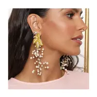 Fashion Bohemian glass pearl earrings Jewelry Bohemia Pearl Earring Jewelry Luxury Big Statement Flower Earrings For Woman