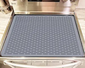 Grand tapis de séchage de vaisselle en silicone de qualité alimentaire écologique de luxe couverture supérieure de cuisinière électrique protecteur de dessus de cuisinière en verre